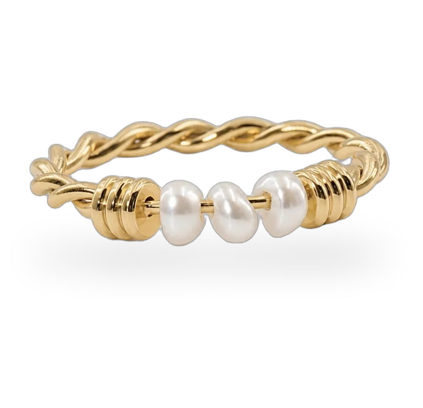 Pearl Fidget Ring — 18k gold plated stainless steel ring by Stylr